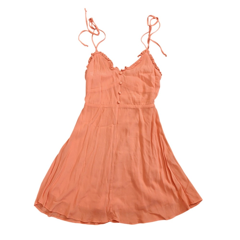 GB Gianni Bini Peach Orange Tie Strap Ruffle Mini‎ Dress Summer Womens Small